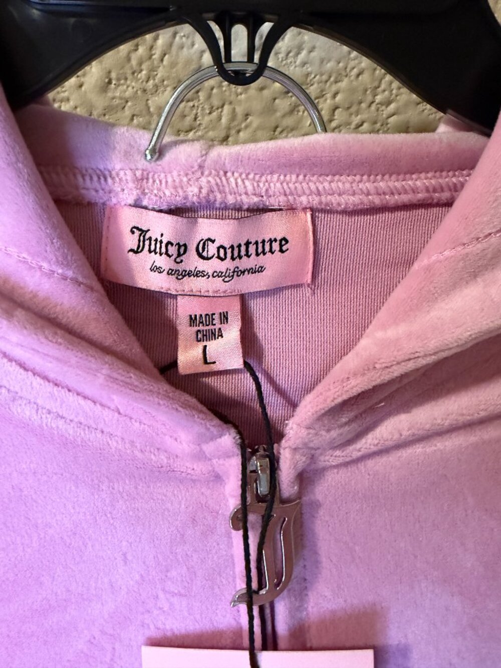 Juicy Couture Pink Velour Tracksuit Hoodie Pants Set Large NWT - Picture 3 of 8